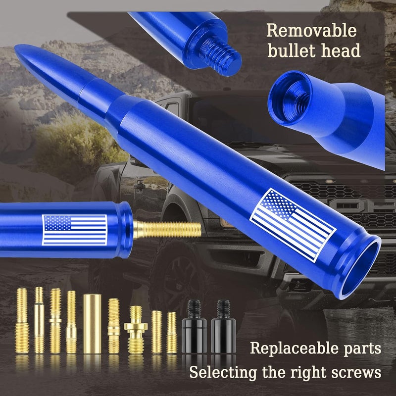 Turcee Car Bullet Antenna,Truck Exterior Decoration Accessories Car Vehicle Replacement Antenna Conpatible with Ford F150 RAM 1500 GMC Heavy Duty Pickup Trucks Accessories (New Upgrade Blue-U.S. Flag) - Image 4